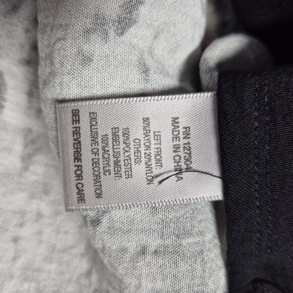 John Mark Womens M Black Button-Up Crochet Patchwork Tunic Blouse - Picture 10 of 14